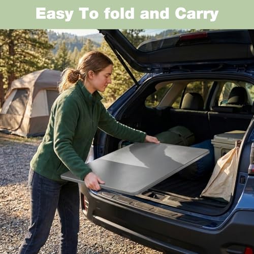 3ft Rectangular Folding Table for All-Occasion, Foldable Table with HDPE Tabletop and Steel Legs, Durable and Stable Small Folding Table, Perfect for Camping, Picnic, Party, Indoor & Outdoor, Grey by GlowitLian - Used condition - Image 7