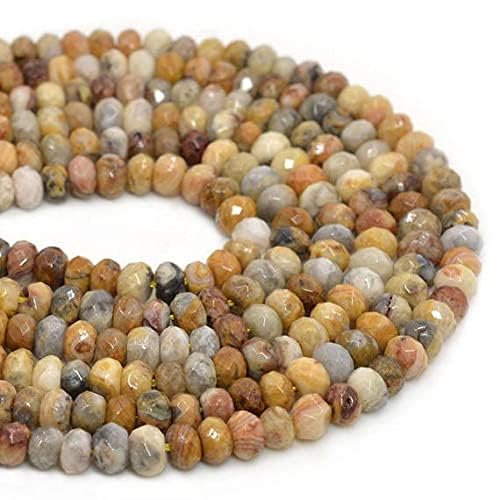 Agate crazy lace jaune 6mm perles roncelle pour enfilage et bijoux DIY