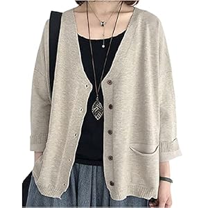 Emmé Rousset Women’s Cardigan w/ Pockets, Available in 6 Colors, Long-Sleeve, V-Neck, Simple, Cover-up, Loose-Fitting, Stylish, Ladies’