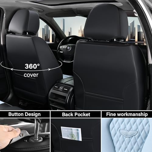 Image of Coverado Car Seat Covers, Seat Covers Front Seats, Blue Car Seat Cover, Waterproof Car Seat Covers, Car Seat Cushion, Front Leather Seat Protector Fit for Most Cars