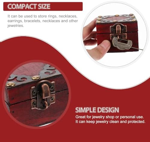 LIFKICH Jewelry, with Lock Necklace Vintage Wooden for Storage Box and Care Soft Feel Retro Style Case Organization Bracelet for Personal Use and Jewelry Shop — view 5