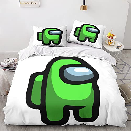 Among Us Cama Microfibra Game-100% Suave Microfibra Juego De Sábanas 3 Piezas para Juego De Ropa De Cama Funda Edredon Game King(220x240cm)