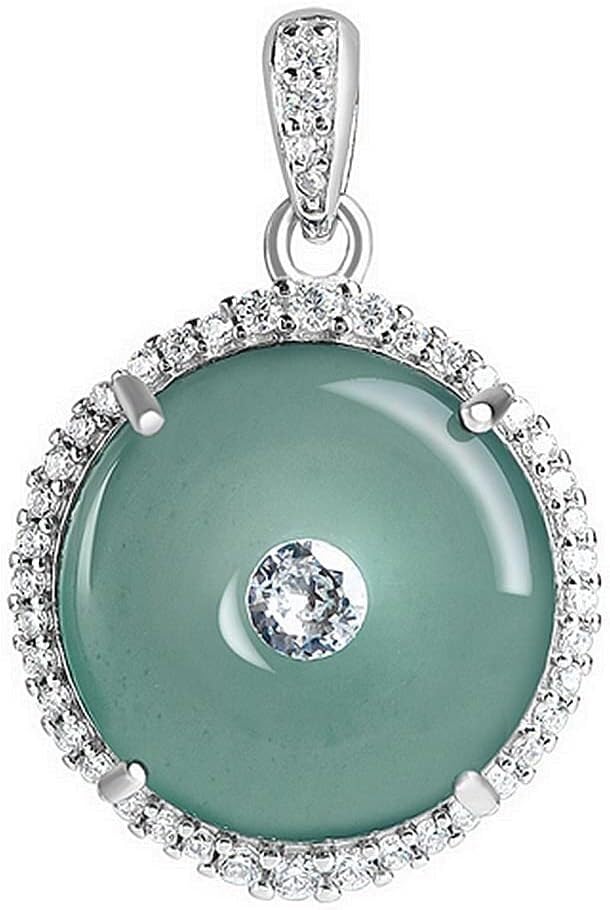 Pendentif en jade bleu naturel et argent S925 cadeau femme homme