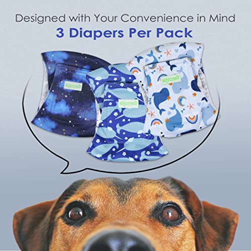 Image of wegreeco Washable Male Dog Belly Band (Stylish Pattern)- Pack of 3 - Washable Male Dog Belly Wrap, Dog Diapers Male (Whale, XS)