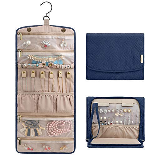 bagsmart Estuche Joyas Bolsas Viaje con Gancho para Collares, Pulseras, Pendientes, Anillos,Azul Oscuro Cover