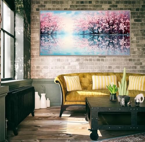Diamond painting géant paysage de lac pour décorer le salon avec art et clarté