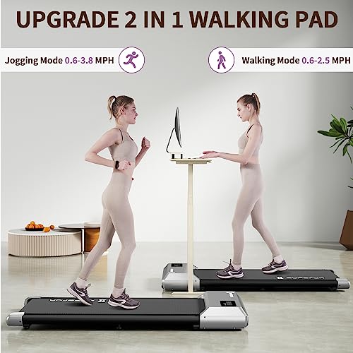 image for SupeRun 2 in 1 Under Desk Treadmill, Low Noise Compact Walking Pad wit