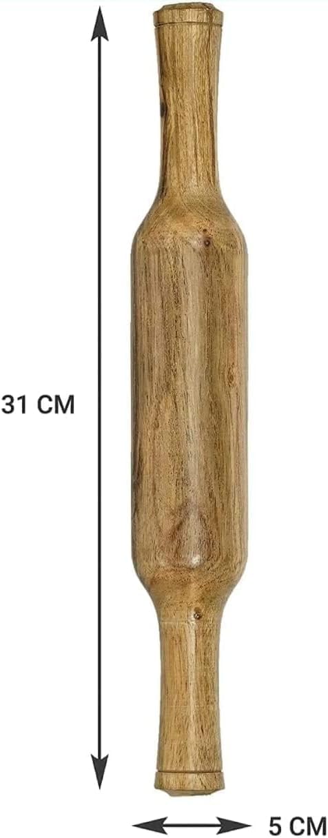 IBLAY Natural Stone Marble Round Cutting, Serving and Cheese Tray Board Marble Chakla and Wooden Belan for Home & Kitchen (9 Inches) - Image 3