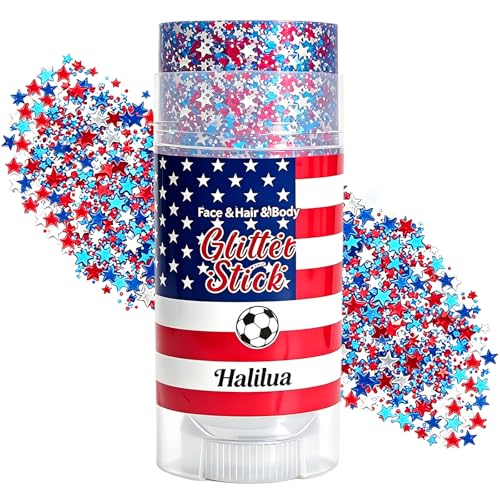 Patriotic 4th of July Glitter Stick Sparkle Red White and Blue Face Hair Body Glitter Independence Day 250 Anniversary Party USA Flag 4th of July Outfits and Accessories for Women Kids Memorial Day