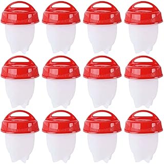 12 PCS Egg Cookers,WideSmart Silicone Egg Cooker Set Silicone Egg Poachers Non Stick Silicone Egg Boiler Silicone Egg Cups Egg Boiler Cups No Shell Egg Cooker Non-Stick Egg Poacher Boiled Egg Holder