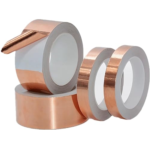 Miniatura 2 de vilihkc Cinta de lámina de cobre de doble cara (0.8 pulgadas x 66 pies) con conductor - blindaje EMI, vidrieras, soldadura, reparaciones eléctricas,
