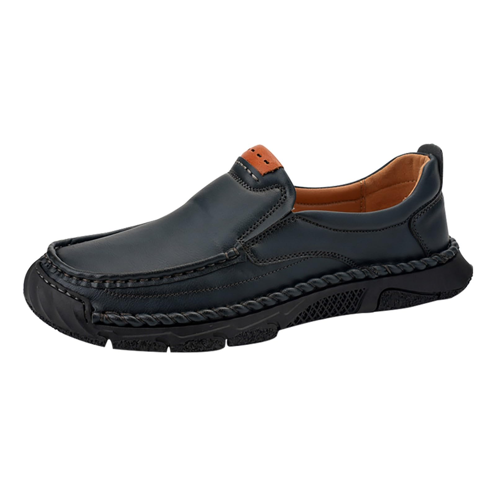 Zapatos de cuero para hombre, talla grande, zapatos informales, ligeros, mocasines de negocios, sin cordones, zapatos de caminar, cómodos, zapatos planos, pies anchos, zapatos de traje, para uso