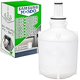 CARACTÉRISTIQUES - Le filtre a eau du réfrigérateur a des diamètre 80, longueur 150 mm, Débit de service: 0,5 gpm/(1,9 Ipm), alimentation en eau : eau potable, pression de l'eau: 30-100 psi (207 - 689 kPa), température de l'eau: 34F - 100 F (1 C - 38C)