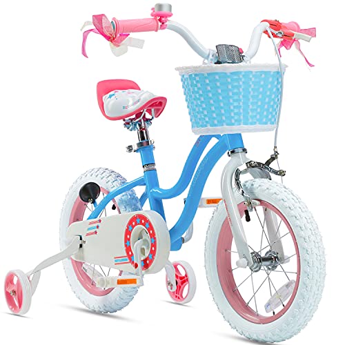 Royalbaby stargirl girl s bike with training wheels and basket, p…