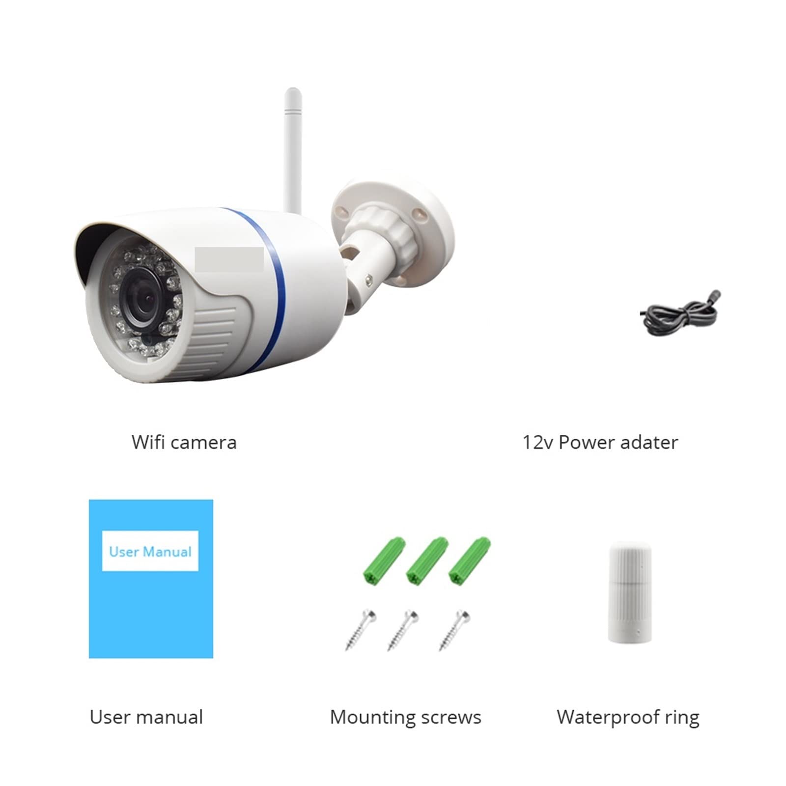 IP-Kamera for Den Außenbereich, WiFi, Heimsicherheitskamera, Kabellose Überwachung, WiFi, Wasserdicht, IP-Video, HD (6mm,1080P 12V Power 64GB)