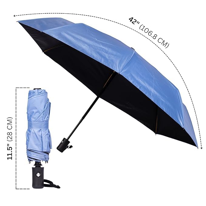 Image of 3 fold umbrella men and women || stylish umbrella || sky blue color