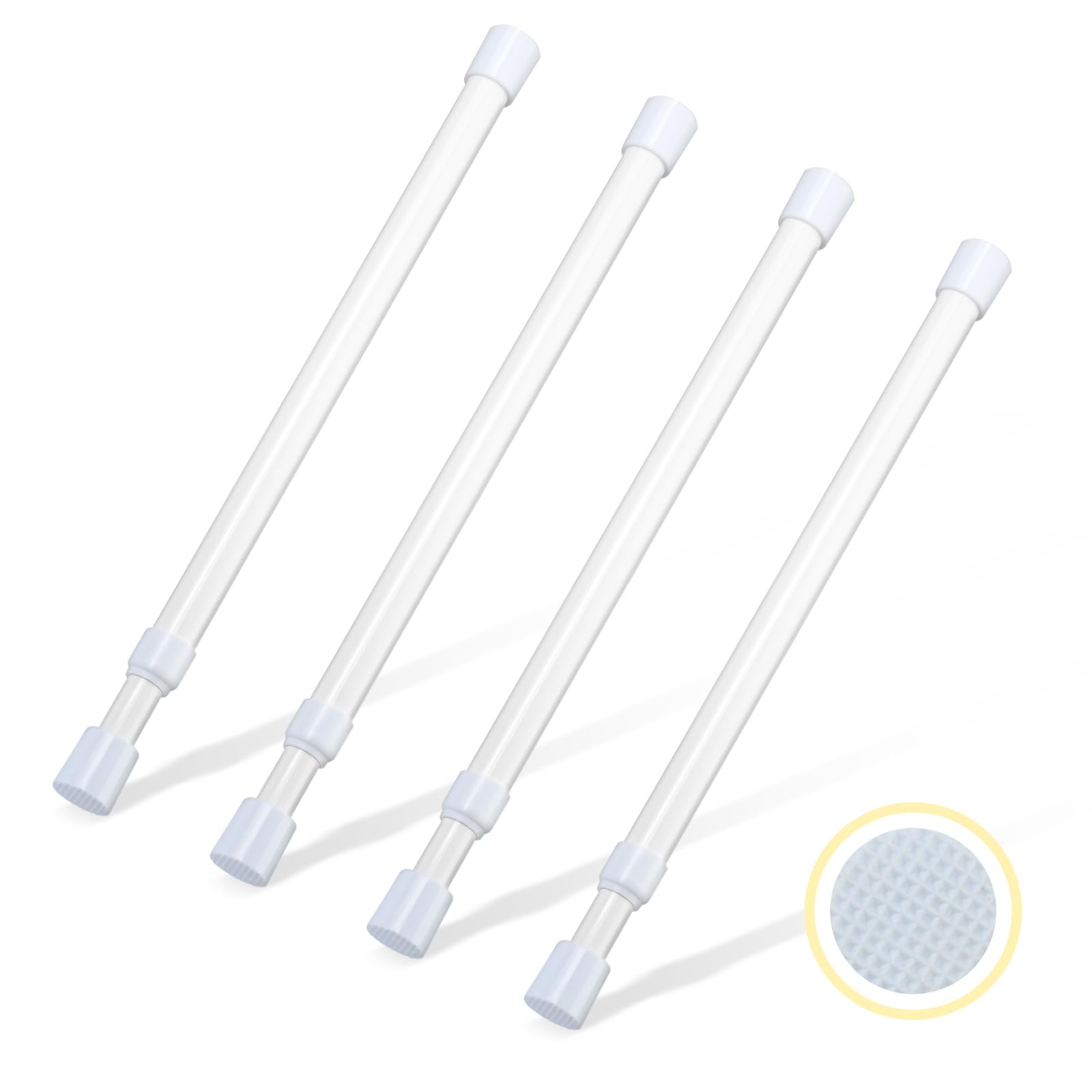 4 Pcs Small Tension Rod 12-20 inch Spring Rod, Tension Rod Spring Tension Rods, Small Tension Curtain Rod, Short Thin Tension Rods, Mini Tension Rods for Closet, Cabinets, Cupboard, Drawers, White