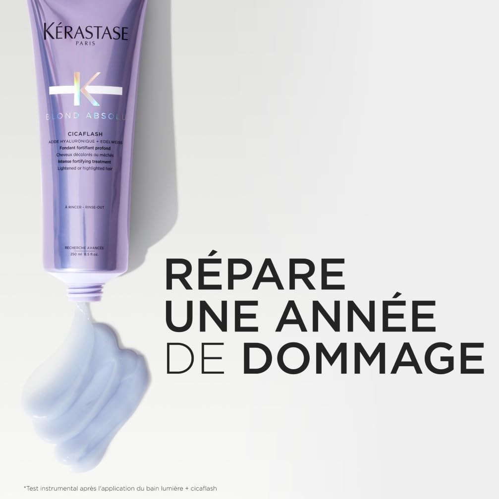 KERASTASE Blond Absolu Fondant Fortifiant Profond Cicaflash Après-Shampoing Réparateur Anti-Casse Cheveux Blonds Décolorés Méchés 250 ml
