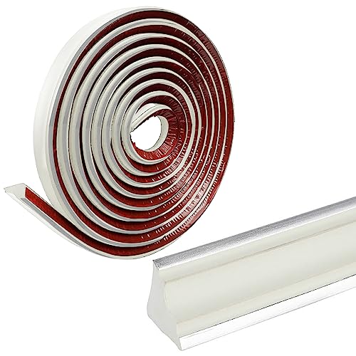 Moldura flexible de 5 m, autoadhesiva, para techo, triángulo, PVC, borde de pared, borde de azulejos para bordes de pared, 38 x 26 mm (opalino con plata)