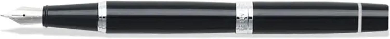 Sheaffer 300 Glossy Black Fountain Pen with Chrome-Plated Trim and Medium Nib