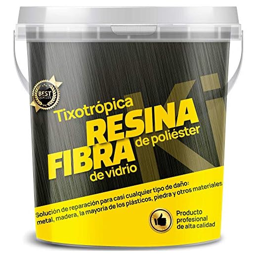 Sikd - Fibra de Vidrio y Resina de Poliéster 1kg. Kit Reparación fibra de vidrio con lija. Embarcaciones, Piscinas, Depósitos, Caravanas, Tuberías, Carrocerías Coches, Motos, Esculturas, Moldes