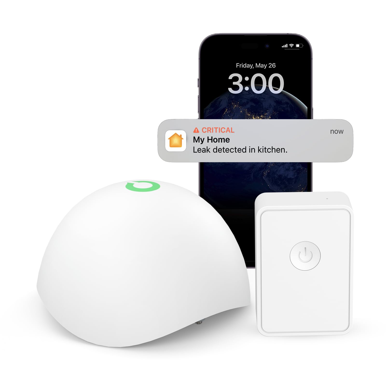 Meross White Smart Water Detector Wifi Water Sensor For Homekit, Water Alarm With Hub Compatible With Apple Home, Alexa And Smartthings Wireless Flood Detector Ip67, Audio Alarm Small