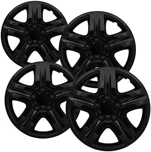MotorUp 16 inch Gloss Black ABS Standard Push-On Hubcaps w 5 Spoke Compatible with Chevrolet Impala 2006-2011 for Steel Wheels Only (Not Compatible with Alloy Rims)