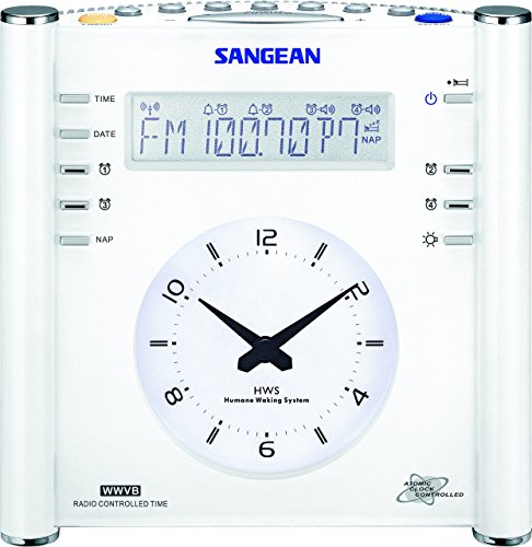 Sangean RCR-3 RCR-3 AM/FM Atomic Digital/Analog Clock Radio (White) (Renewed)