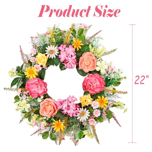 Spring-Wreaths-for-Front-Door-22-Inch-Blooming-Artificial-Flowers-Front-Door-Wreath-Spring-Summer-Wreath-Outdoor-Spring-Summer-Floral-Peony-Wreaths-with-Greenery-Leaves-for-Wall-Window Spring Wreaths for Front Door 22 Inch Blooming Artificial Flowers Front Door Wreath Spring Summer Wreath Outdoor Spring Summer Floral Peony Wreaths with Greenery Leaves for Wall Window