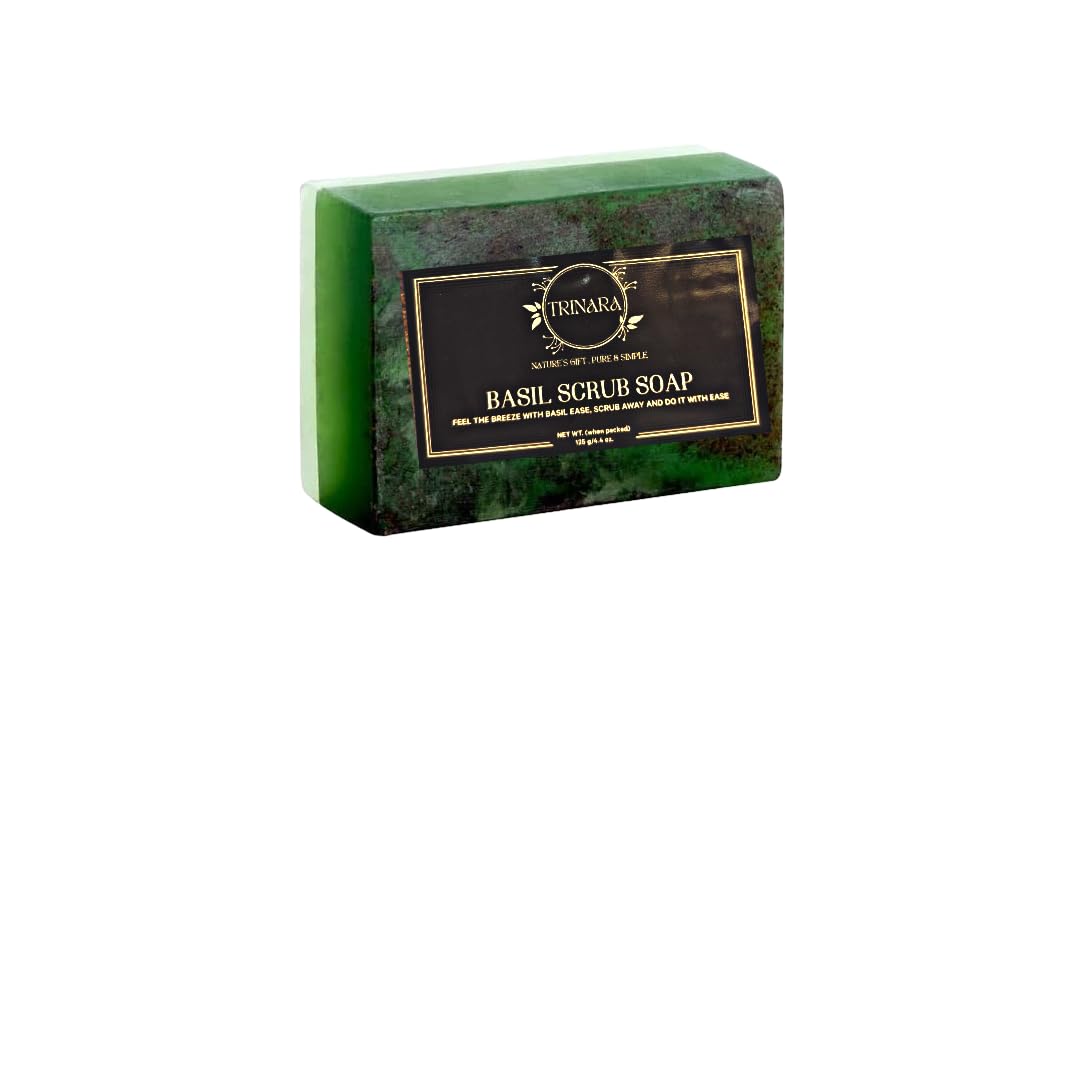 Trinara Basil Scrub Soap Natural Herbal Body Soap125g | Exfoliating & Refreshing Skincare Bar-picture-12