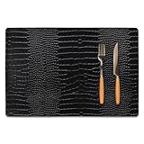 Set of 4 Faux Leather Placemats, PU Table Mats, Waterproof, Stain Resistant, Heat Resistant, Easy to Clean for Kitchen Dining Table,Conference Table