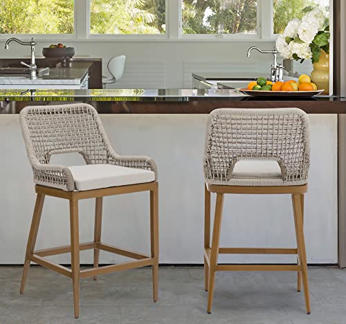 Us Furnishing Indoor & Outdoor Weatherproof Bar Stools, Bar Stool 25' Counter Height Indoor & Outdoor Waterproof Hand-Crafted Stool, Gray.brown, (7890-Cc) #TOP5