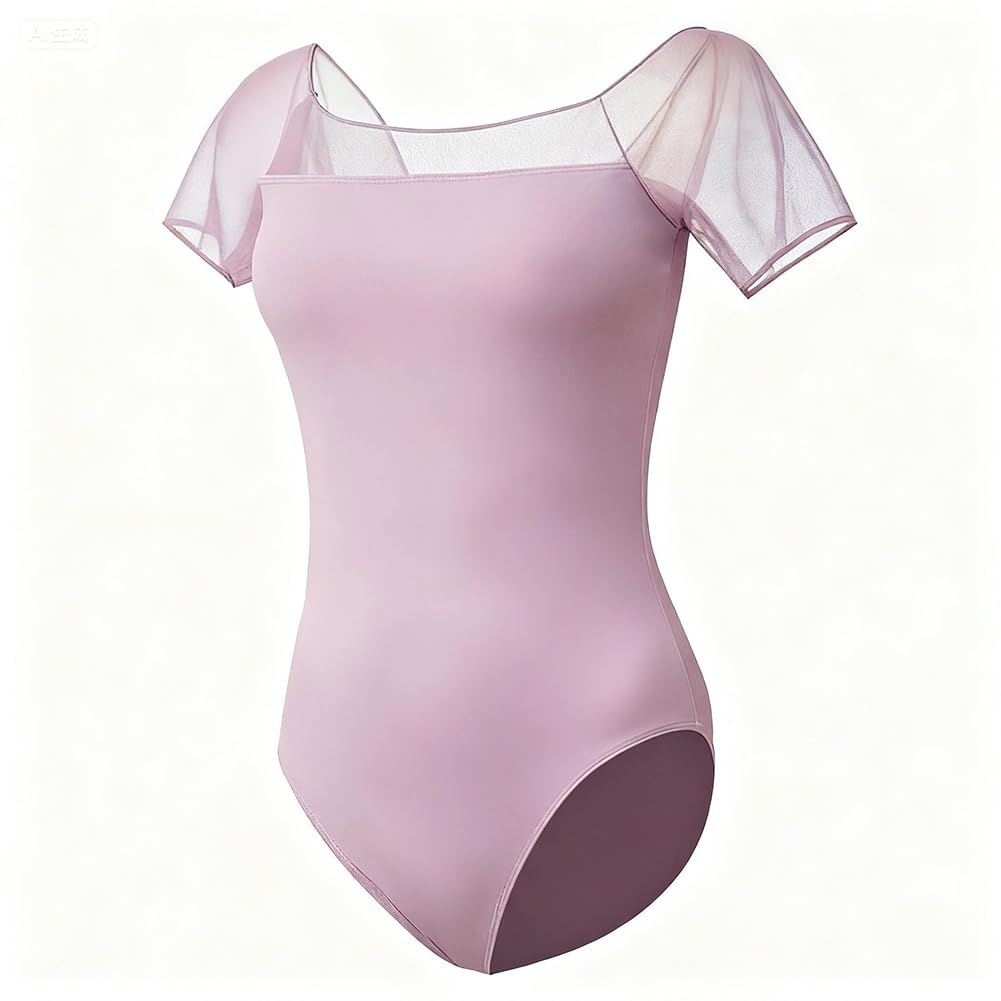 ROYAL SMEELA Body da Danza Classica per Donna Adulta con Maniche Corte in Tessuto Rete e Nylon body balletto