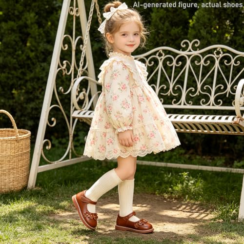 Image of Flaryzone Toddler Little Girl Mary Jane School Uniform Oxfords Flat Dress Shoes