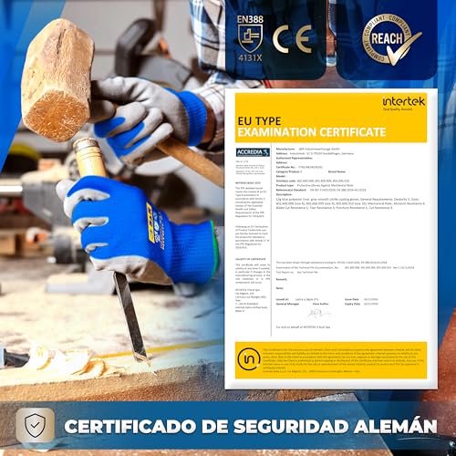 S&R Guantes de trabajo con recubrimiento de nitrilo M/8 (12 pares). Para moto, auto mecánica, jardinería, bricolaje. Antideslizante y antiabrasión. - imagen 6