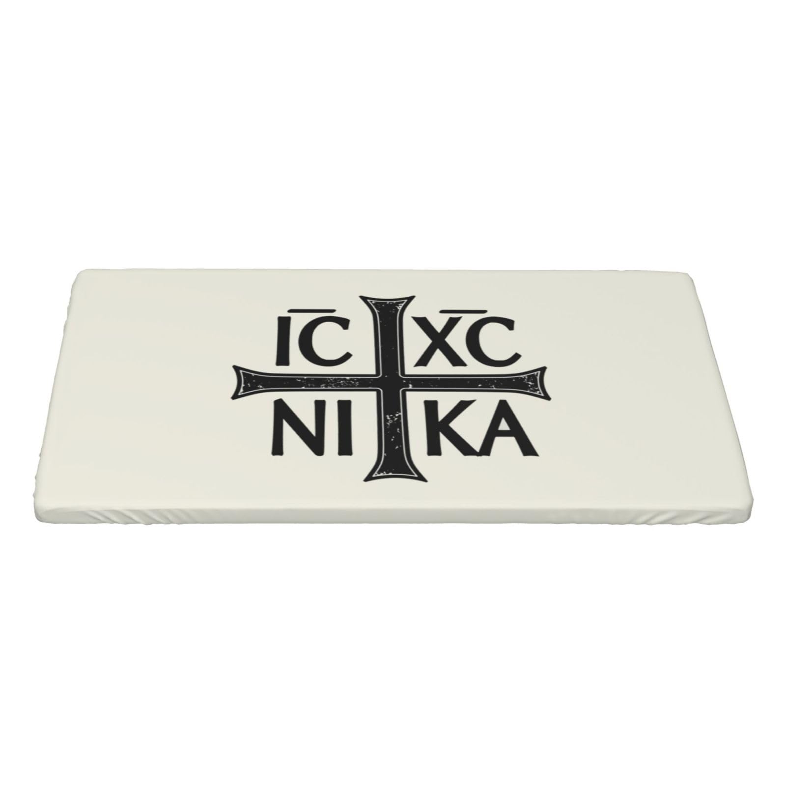 Ic Xc Nika Cross Christogram Orthodox Eastern Christianity Premium 4ft Square Elastic Edged Table Cover Easy-Care Oil-Repellent
