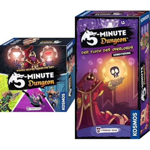 Kosmos 5-Minute Dungeon Bundle mit der Erweiterung Der Fluch des Overlords, Wahre Helden gegen die Zeit, temporeiches Gesellschaftsspiel für die Familie ab 8 Jahre, für 2-6 Personen, Brettspiel