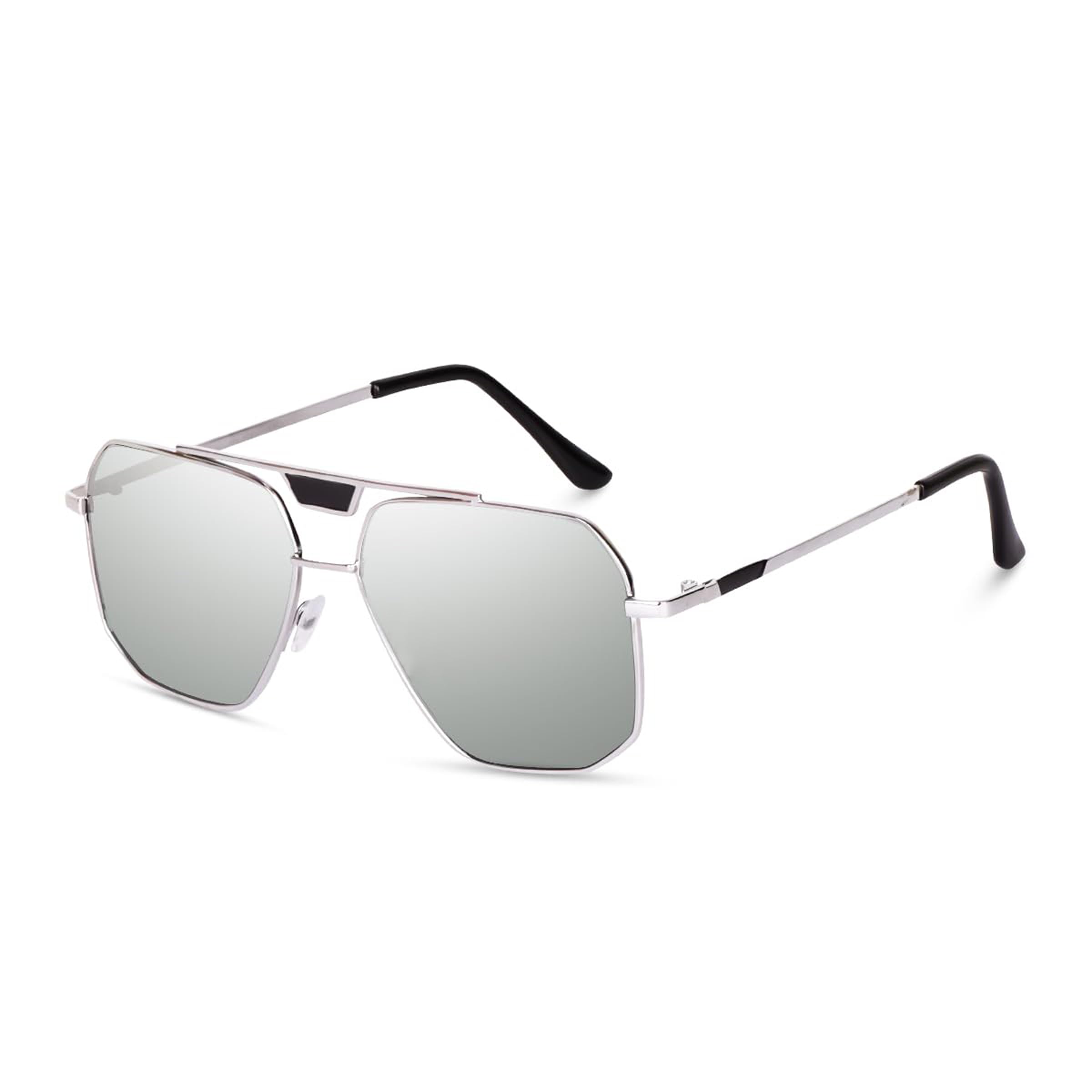 Hexagonal Design Metal Frame Full Rim UV Protection Sunglasses | Men & Women | Medium | Pack of 1-image-9