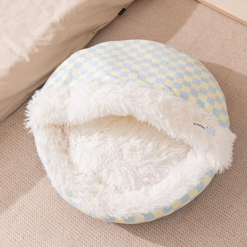 ペットベッド 冬用 おしゃれ 室内用 猫 ハウス ペットハウス ぐっすり眠れる ふわふわ 保温 クッション付き 猫ベッド 寒さ対策 休憩所 寝床 猫 ハウス 猫ベッド 犬猫用 犬小屋 小型犬用 快適 洗える ペット用品 ブルー M (55*55*10cm)