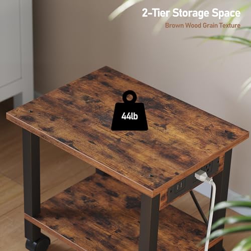 image for TUTOTAK 2 Tier Printer Stand, Rolling Printer Cart with Power Outlets 