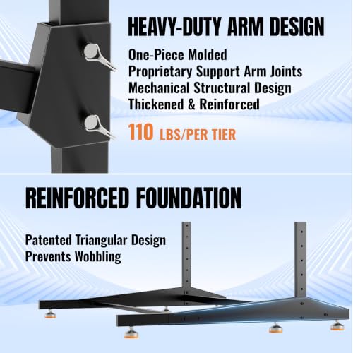 Image of Freestanding Kayak Storage Rack, 2-Tier Heavy Duty Outdoor Canoe Stand for Garage & Dock, Holds 220 lbs, Rust-Proof 304 Stainless Steel Hardware (Black) | Adjustable Kayak Rack, Heavy Duty Outdoor Canoe Stand for Garage & Dock, Holds 440 lbs, 304 Stainless Steel Hardware