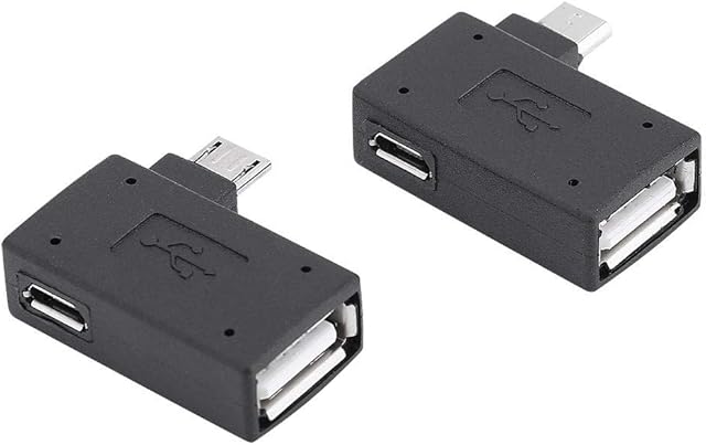 2 Pack Mini USB 2.0 Adapter, USB 2.0 Female to Male Micro OTG Converter 90 Degree changer adapter converter USB Female to Male Micro OTG