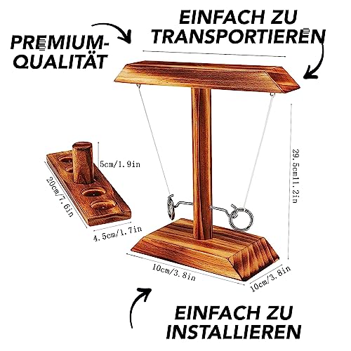 Original Cup Ring Toss® Game | Geschicklichkeitsspiel aus Holz | Premium Qualität | Hängende Ringwurfmaschine | Wer ist der Schnellste? | Innen & Außen | Erwachsene | 100% Holz | 100% Spaß | SparkL®