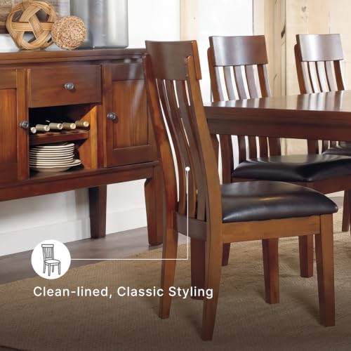 Image of Signature Design by Ashley Berringer Dining Chairs Set of 4, Classic Wood Spindle-Back Design, Cushioned Microfiber Seat, Rustic Finish for Kitchen & Dining Room Chair, Walnut