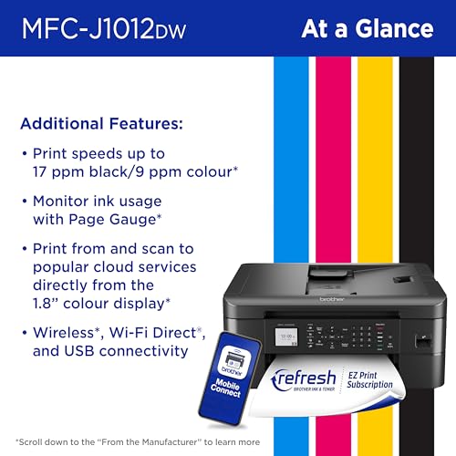 Brother MFC-J1012DW Wireless Colour Inkjet All-in-One Printer with Mobile Device and Duplex Printing, for Home Office and Personal Use, Refresh Subscription Ready - Image 6