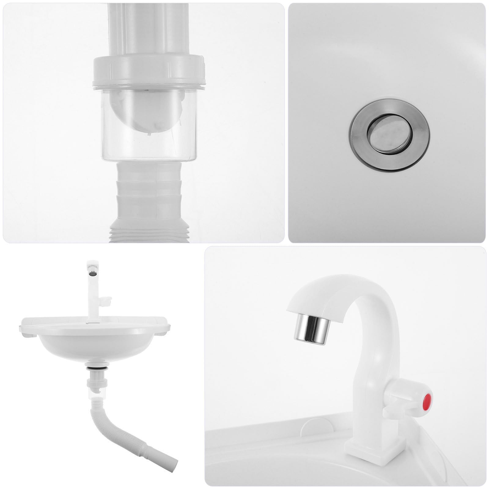 OUNONA Lavabo de Esquina Pequeño de Plástico Blanco, Fácil de Limpiar y Mantenimiento, Diseño Semicircular Moderno para Baños y Porches Pequeños
