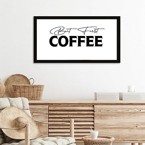 Panneau encadré en bois But First Coffee décoration murale de ferme - 7