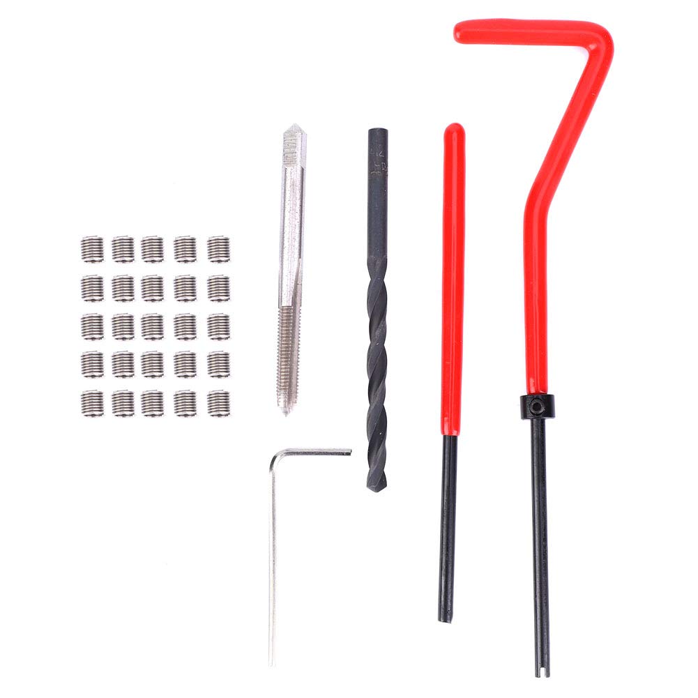 Natudeco 30Pcs Thread Repair Kit Twisted Drill Tap Wrench Threaded Insert Tool M4x0.7 Helicoil Repair Kit Stainless Steel Rethreading Tap Set for Auto Repairing