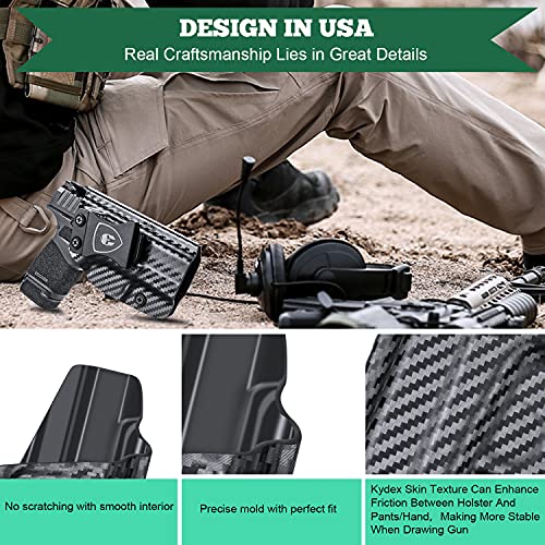 Hellcat Holster, Iwb Carbon Fiber Kydex Holster Fit: Springfield Armory Hellcat Pistol, Inside Waistband Holster Condealed Carry, Springfield Hellcat Accessories, Adj. Cant & Retention, Right Hand #TOP2