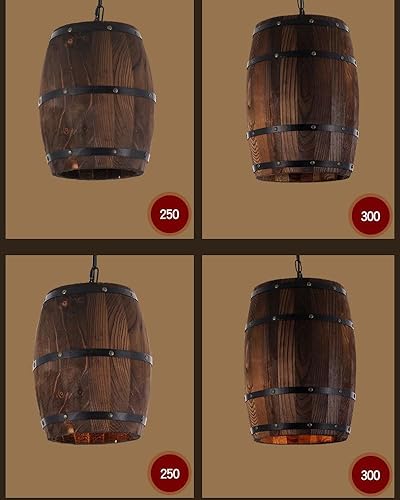 Miniatura 5 de Lámpara colgante de barril de madera antigua de granja, lámpara colgante de techo retro industrial ajustable para sala de estar, cocina, isla, bar,